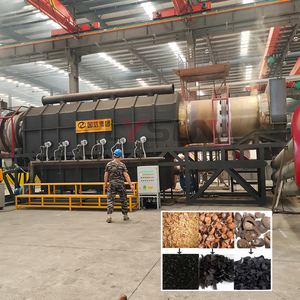 Four de carbonisation continu à tambour rotatif industriel pour la production de biochar à partir de coques de noix de coco et de coques de noix - Product Image 1