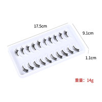 10 paires de faux cils entiers faits à la main, 12-15 mm, épais, naturellement recourbés, noirs, avec tige en coton, pour l'Europe, l'Amérique et le Moyen-Orient