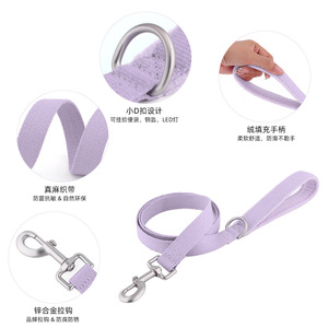 Dog Leash Cotton Linen S L Size For Small <b>Medium</b> Large Dogs Pet Walking Rope Solid Color - Product Image 2