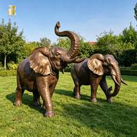 Escultura de Elefante de Bronce de Tamaño Real RELONG, Gran Estatua Decorativa de Elefante de Metal Fundido en Cobre para Jardín