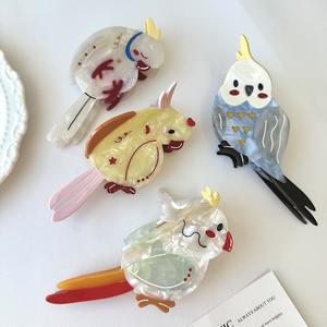 Pince <span class=keywords><strong>à</strong></span> cheveux créative en acétate motif oiseau de dessin animé, design unique, vente en gros, pince <span class=keywords><strong>à</strong></span> cheveux personnalisée pour femmes - Product Image 1