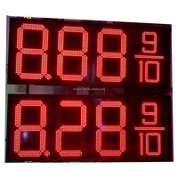 Panneau numérique LED 7 segments rouge 8 et 10 pouces pour station-service, étanche, avec affichage des prix et éclairage de station de carburant