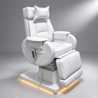 Fauteuil de beauté professionnel de luxe en cuir PU blanc électrique, réglable en hauteur, inclinable, pour soins du visage et manucure, idéal pour salon de beauté