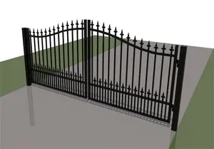 Automatic Non-cantilever Wrought Iron Spear Top Entrance Gate Iron Sliding Gate