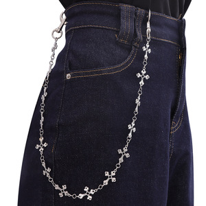 yueli Men's Hip Hop Waist Chain Tibetan <b>Silver</b> <b>Cross</b> Design Daily Wear Accessory - Product Image 1