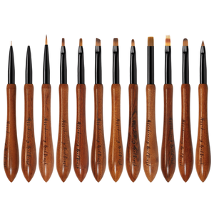 Sang Trọng Crimped Bàn Chải Móng Tay Bền Nylon Gỗ Bầu Óc Chó Gỗ Đàn hương Thanh Kéo Gradient <span class=keywords><strong>Smudge</strong></span> Dòng Vẽ Hoa Móc Cho - Product Image 1