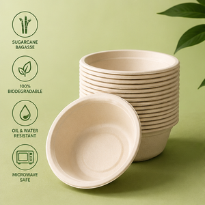 Bol à <span class=keywords><strong>Poke</strong></span> en Bagasse Compostable de 42 oz avec Couvercle en PET – Contenant Alimentaire Jetable Robuste - Product Image 4