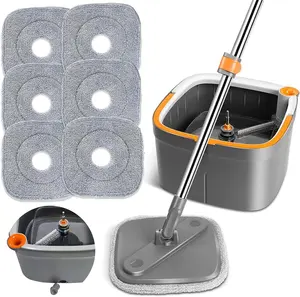 Sobam 360 Mop per Spining in microfibra a mani libere Set di mocio e secchio per spinature separati con acqua pulita sporca