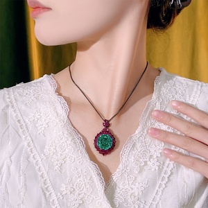 Collar Clásico con Circonitas de Corte Rosa Coloridas, Antideslustre, Ecológico, Chapado en Oro Negro sobre Cobre, para Damas, Regalo Festivo - Product Image 4