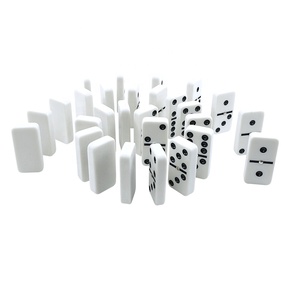 Nuevo diseño 5008 Doble 6 dominó con caja de Pvc Black Litchi Stria para dominó de torneo blanco con clavo dorado de punto negro - Product Image 6