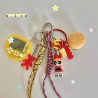 Porte-clés Mini Console de Jeu en Alliage Acrylique avec Breloque Cœur et Cordon Tressé – Accessoire de Sac