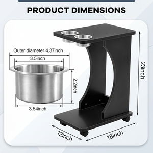Carrito de Bebidas Clásico Negro para Mesa de Póker con 2 Portavasos Jumbo de Acero Inoxidable y Estantes Integrados para Salas de Casino - Product Image 2
