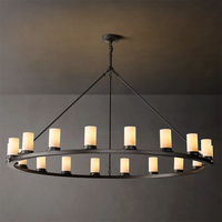 Lustre moderne industriel en métal forgé à la main avec abat-jour en verre, lampe suspendue de plafond pour salon, décoration d'hôtel