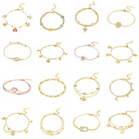 Originelles Design, exquisites Stern- und Mond-Armband, vergoldet, funkelnd mit Edelsteinen besetzt, einfacher Kettenarmreif, leichtes Luxusgeschenk
