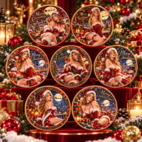 Pièce de monnaie artisanale en cuivre pur 999 de 5 oz, avec impression UV en relief 3D, souvenir de collection, boîte cadeau, motif Glamorous Christmas Lady