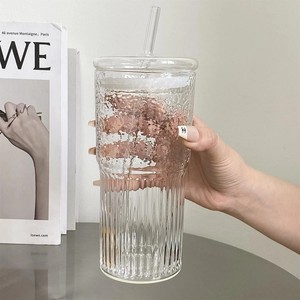 Tasse à boisson en <span class=keywords><strong>verre</strong></span> <span class=keywords><strong>avec</strong></span> couvercle en <span class=keywords><strong>verre</strong></span> intégré et <span class=keywords><strong>paille</strong></span> Vaisselle de qualité supérieure à usage unique - Product Image 6