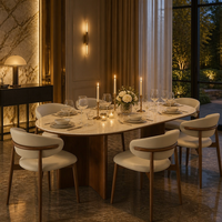Table à manger en placage de frêne sur plateau en bois massif, élégance naturelle pour une utilisation en ferme et en hôtel, design contemporain, 6 places