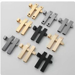 Loquet de porte adhésif en alliage d'aluminium, design minimaliste givré, installation facile pour les portes principales et de salle de bain, double ouverture - Product Image 2