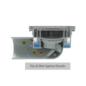 Mondeway Drain carré en <span class=keywords><strong>plastique</strong></span> de taille 150x150mm conception réversible sur grille d'insertion de carrelage de haute qualité poli miroir - Product Image 5