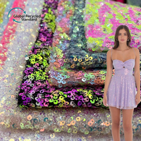 Tissu à paillettes brodé personnalisé Vente en gros Tissu à mailles en polyester 3mm multicolore Robe à paillettes pour filles Boîte Sac Robe de soirée