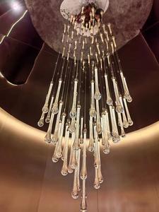 Lámpara colgante de estilo lujoso de cristal de gota de lluvia Gole K9, lámpara de araña decorativa para escalera de Villa - Product Image 2