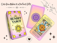 Ensemble de cartes de tarot pour débutants Sunset avec mots-clés, design élégant Rider, couleur rose, finition vernie, imprimé offset