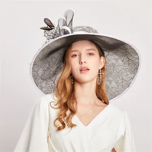 ผู้หญิงฤดูร้อนผู้หญิง Organza หมวกแต่งงาน Fascinator เจ้าสาวชาปาร์ตี้หมวกโบสถ์ Headwear