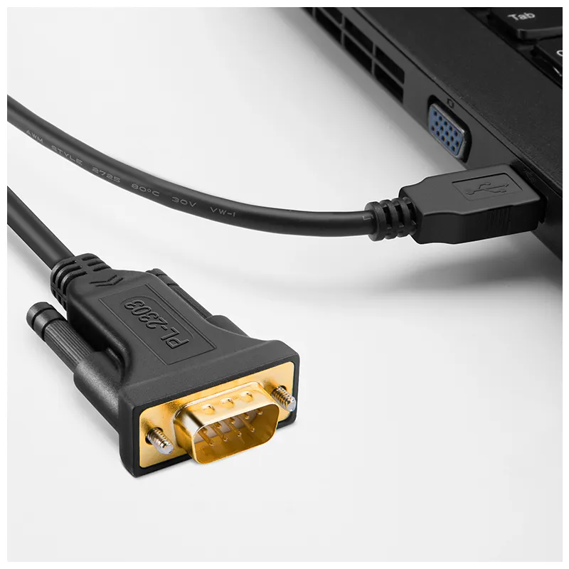 CableCreation konverter Serial DB9 berlapis emas dengan PL2303 Chipset USB ke kabel RS232