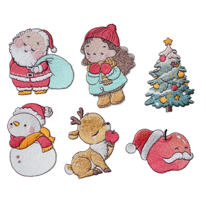 Christmas Embroidered Patches Self Adhesive Washable <b>Appliques</b> Irregular Holiday Iron on Badges for Garment Bags Hats - Product Image 1