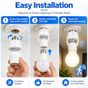 Portalámparas Inteligente con Sensor de Movimiento PIR, Rosca E27, Plástico, con Modos de Sensor y Retardo Ajustables - Product Image 2