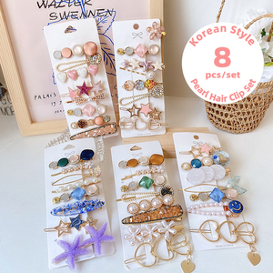 Vente en Gros Divers Styles Mode Coréenne Perles Épingles à Cheveux Cœur Barrettes en Strass Barrette <span class=keywords><strong>Cristal</strong></span> Set Accessoire Pour Femme - Product Image 1
