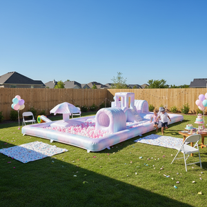 <span class=keywords><strong>Piscine</strong></span> à balles gonflable tie-dye douce pour tout-petits, aire de jeux pour enfants avec tunnel et toboggan pour baby shower - Product Image 1