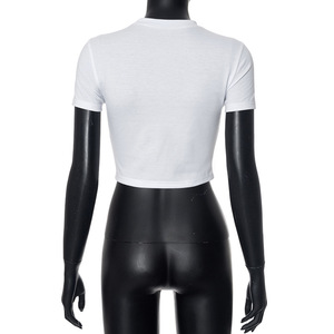 RNSHANGER-<span class=keywords><strong>Goth</strong></span> Rhinestone lettres pour femmes T-Shirts mode décontractée col rond manches courtes hauts courts Y2K été Sexy fille bébé Tee Top - Product Image 6