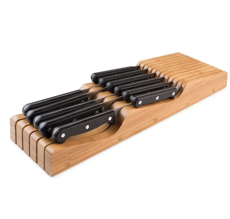 100% Pure Bamboo in Drawer Knife Block , Knife Organizer