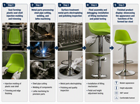 Tabourets de bar pivotants à hauteur réglable avec structure en acier et assise rembourrée pour îlot de cuisine, salle à manger, café, comptoir
