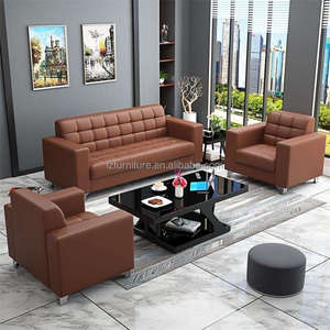 Sofá de Recepción Comercial de Diseño Moderno y Alta Calidad en Cuero Sintético PU para Oficina en Casa, Sala de Estar, Oficina, Conjunto de Sofás para Visitas - Product Image 1