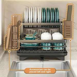 Kitchen Shelving Table Top Drain Rack Dish Drying <b>Storage</b> Rack 2 Tier Kitchen Countertop Organizer Stand Escuridor De Platos - Product Image 2