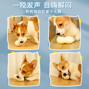 Jouet à mâcher en caoutchouc durable en forme d'arachide, jouet couineur pour chien pour le nettoyage des dents, utilisation en intérieur pour chiens - Product Image 4