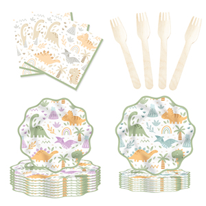 DAMAI New Design Dinosaur Theme Disposable Dessert Dinner <b>Paper</b> Plates Cup Napkin Tableware Set for Party Supplies - Product Image 3