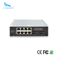 Switch PoE industriel 8 ports avec gestion WEB, connecté à 2 ports SC, fibre optique monomode double, résistant aux hautes températures