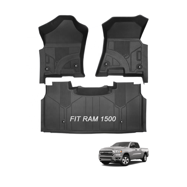 PE Car Mats All Weather Floor Mats 3D Rubber Car Carpets for Dodge Ram1500 2009-2018 2019-2023