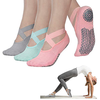 Chaussettes antidérapantes de Fitness pour femmes, en coton, pour Yoga, Pilates, Yoga, danse, gymnastique