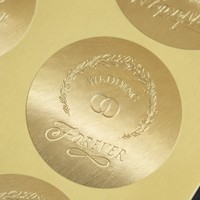 Étiquette autocollante dorée mate pour mariage, finition or doux élégante pour les sceaux d'invitation