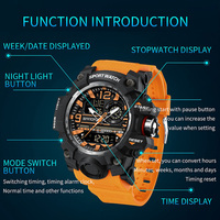 Reloj Digital SANDA 3133 para Parejas Adolescentes, Correa Transparente, Resistente al Agua, Multifuncional, Luminoso, con Alarma, Unisex, para Estudiantes