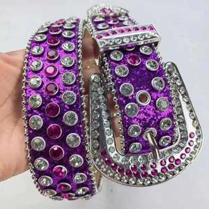 Cinturón de Cuero de Lujo con Hebilla de Calavera de Cristal Brillante, Estilo Hip Hop, a la Moda, Impermeable, con Diamantes de Imitación, Directo de Fábrica - Product Image 5
