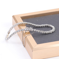 Bracelets de tennis classiques en moissanite taille brillant à quatre griffes plaqués argent 18 carats, couleur D, 2 mm, 3 mm, 4 mm, par HY Fashion