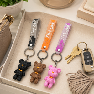 Cute Silicone Bear Keychain Cartoon Animal <b>Key</b> <b>Ring</b> Soft Rubber <b>Bag</b> Charm Pendant Gift Accessory for Kids Women OEM Wholesale - Product Image 4