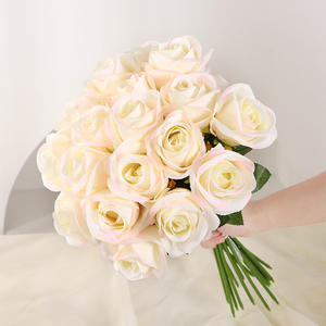 Bouquet de roses artificielles en soie rose, 12 tiges, haute simulation, décoration de mariage et de maison - Product Image 2