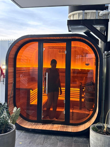 Sauna d'extérieur en bois de sapin carbonisé pour 4 à 6 personnes avec chauffage ETL TOULE de 6 kW - Product Image 2