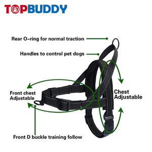 Harnais pour chien sans traction, rembourré, facile à utiliser, réglable, en nylon souple, durable, contrôle avant - Product Image 5